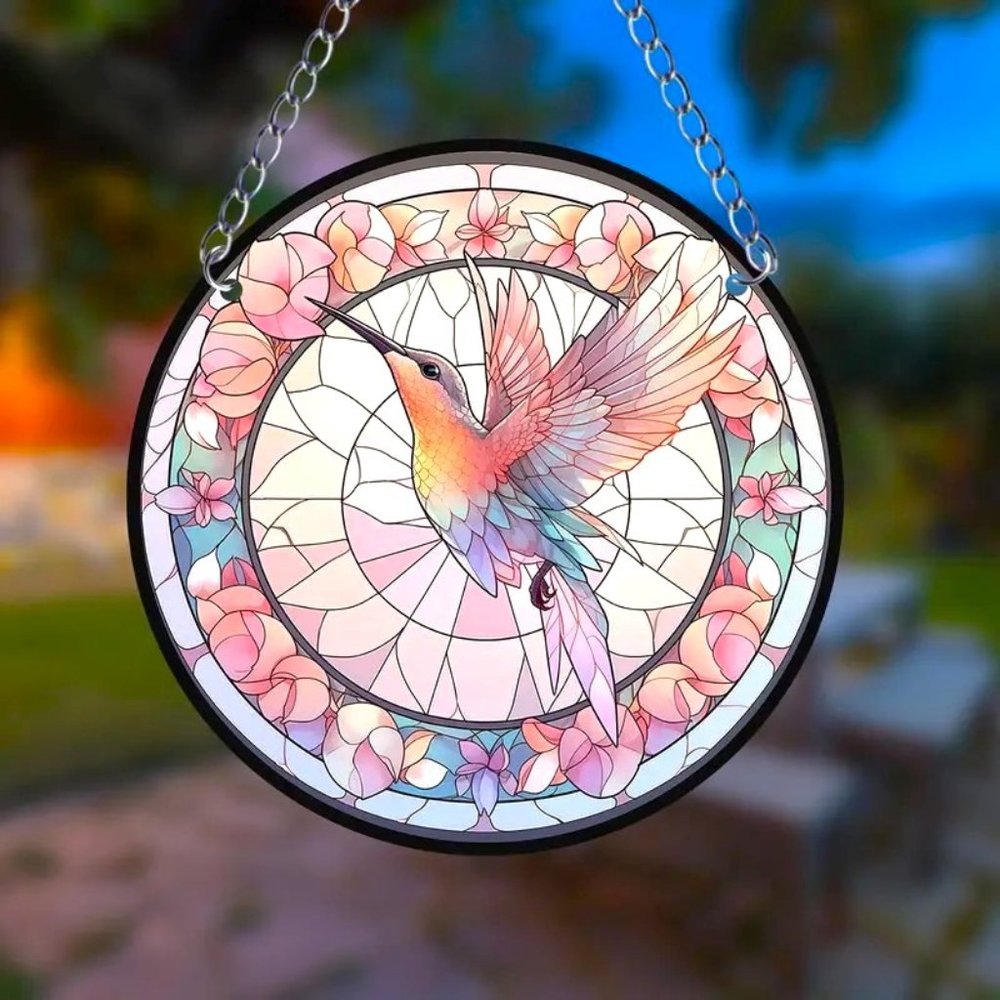 Hummingbird Suncatcher Bird Hanging Colorful In/Outdoor Window Art Wall Deco NEW